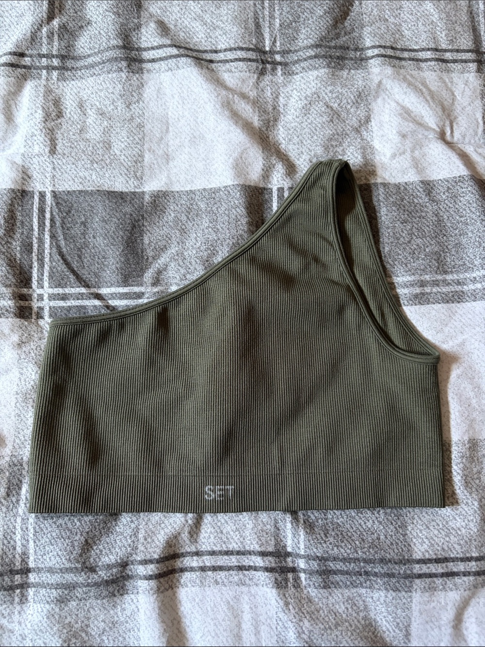 SET ACTIVE RIBBED ONE SHOULDER SPORT BRA - Picture 2 of 4